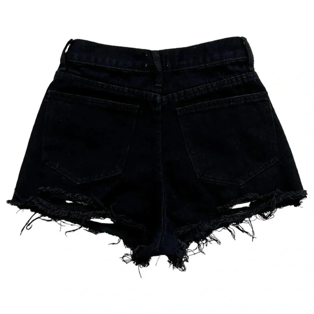 Reformation Black Denim Cut Off Shorts